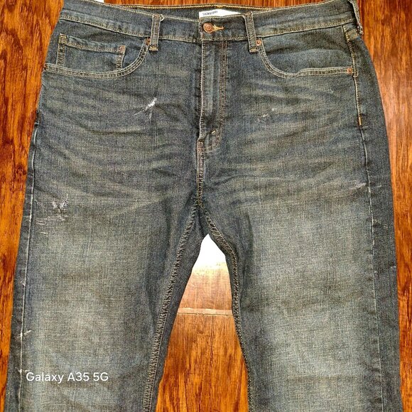 Mens Signature Levi Strauss & Co. Straight Fit Distressed Blue Denim Jeans Sz 36 - Picture 3 of 11
